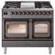 Ilve® Nostalgie II Noblesse 40'' Graphite Matte Pro Style Dual Fuel Range with Burnished Trim-0
