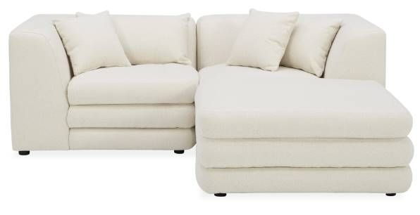 Moe's Home Collection Lowtide Nook 3-Piece Warm White Modular Sectional and Ottoman-2