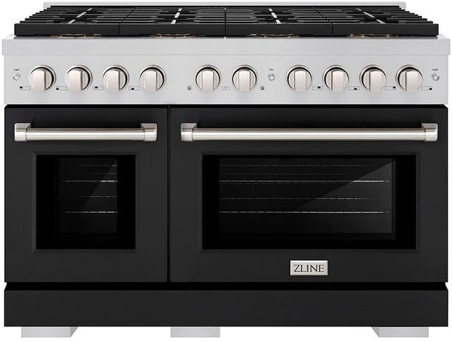 ZLINE Paramount Series 48" Stainless Steel Pro Style Dual Fuel Range with Black Matte Door-0