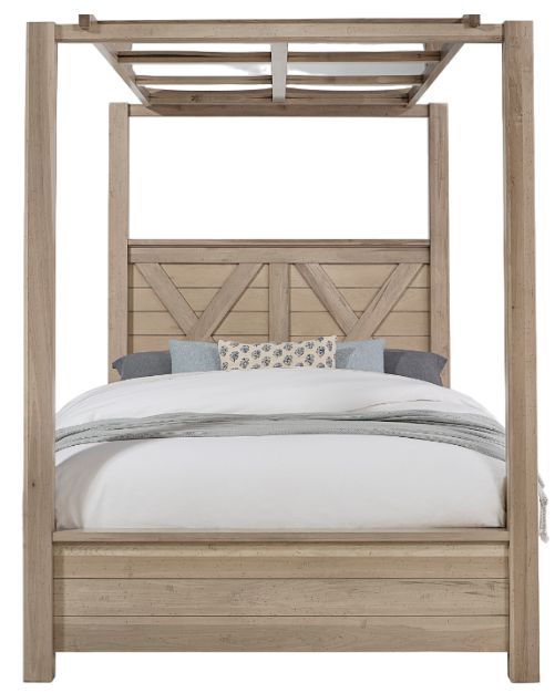 Artisan & Post by Vaughan-Bassett Cool Rustic Clear Maple King Mirrored Canopy Bed-2