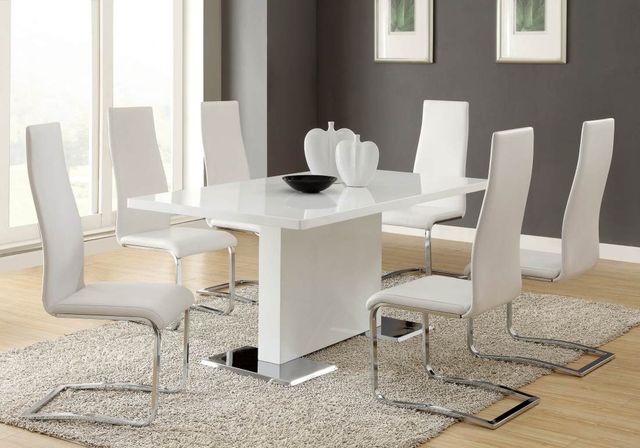 Coaster® Montclair 4-Piece White/Chrome High Back Dining Chairs-3