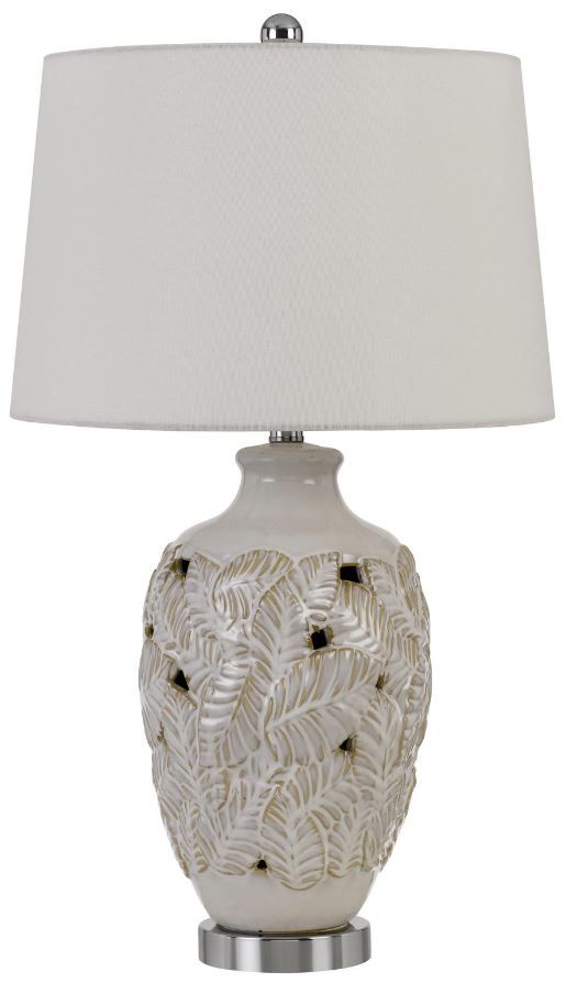 Cal® Lighting & Accessories Leland Glazed Ivory Table Lamp-0