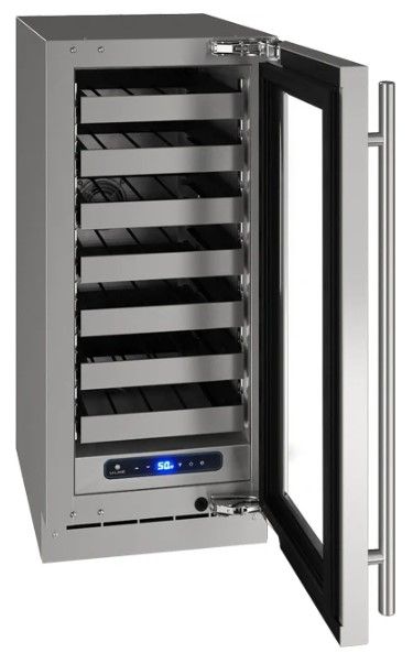 U-Line® 15" Stainless Steel Right Hinge Built-In Wine Storage -1