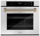 ZLINE Autograph Edition Professional 30" Stainless Steel True Convection Single Wall Oven with Air Fry and Self Clean with Champagne Bronze Helix Handle -0
