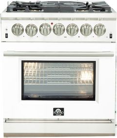 FORNO® Alta Qualita 30" Stainless Steel Pro Style Dual Fuel Range with White Door