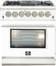 FORNO® Capriasca 30" Stainless Steel Pro Style Dual Fuel Range with White Door-0