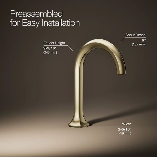 KOHLER® Occasion® Vibrant French Gold Bathroom Sink Faucet Spout with Cane Design-4