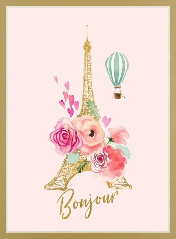 Classy Art Paris Bonjour by LanieLoreth Mirrored Frame Wall Art-1