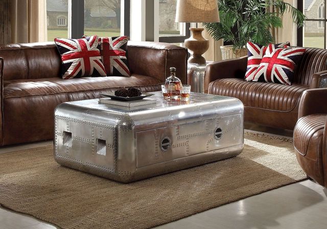 ACME Furniture Brancaster Aluminum Leather Coffee Table-1