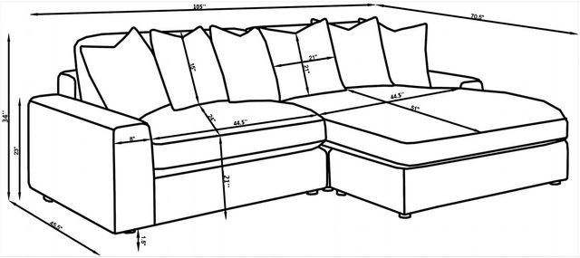 Coaster® Blaine 2-Piece Black Upholstered Reversible Chaise Sectional Sofa-2