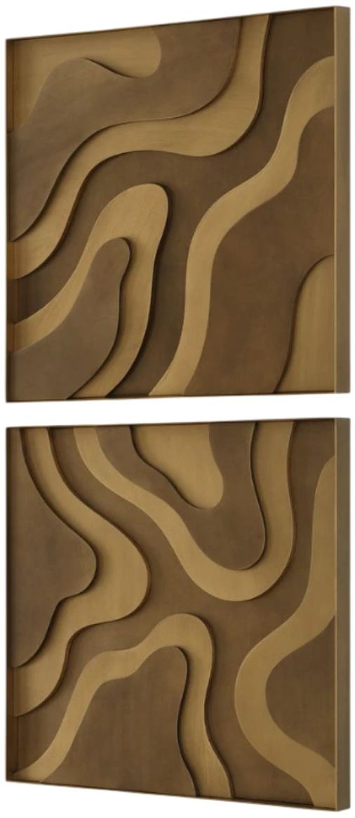 Uttermost® Golden Terrain 2-Piece Bronze/Rich Antique Gold Wall Decor Set-3