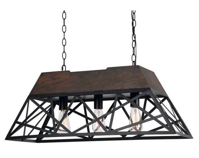 Cal® Lighting & Accessories Antonio 3-Light Black/Wood Chandelier-0