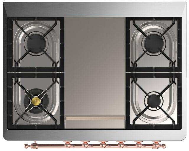 Ilve® Majestic III 36" Glossy Black Pro Style Dual Fuel Natural Gas Range with Solid Door and Copper Trim-3