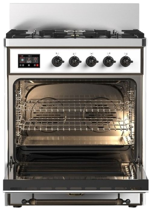 Ilve® Majestic III 30" Custom Pro Style Dual Fuel Natural Gas Range with Solid Door and Burnished Trim-1