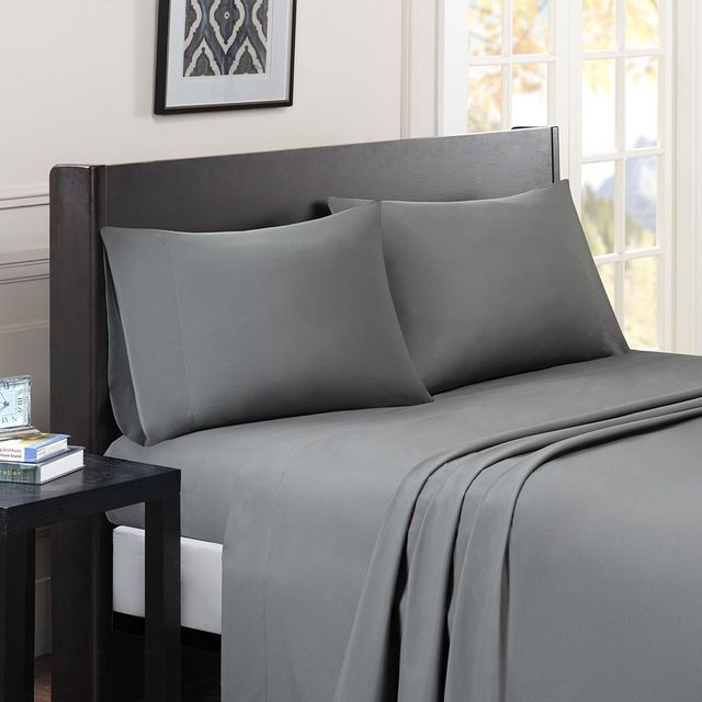 Olliix by Madison Park Essentials Grey Full Micro Splendor Ultra Soft Wrinkle Free Microfiber Sheet Set-3