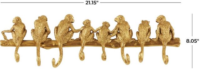 Deco Marche Gold Polystone Monkey Textured Hanger Wall Hook-3