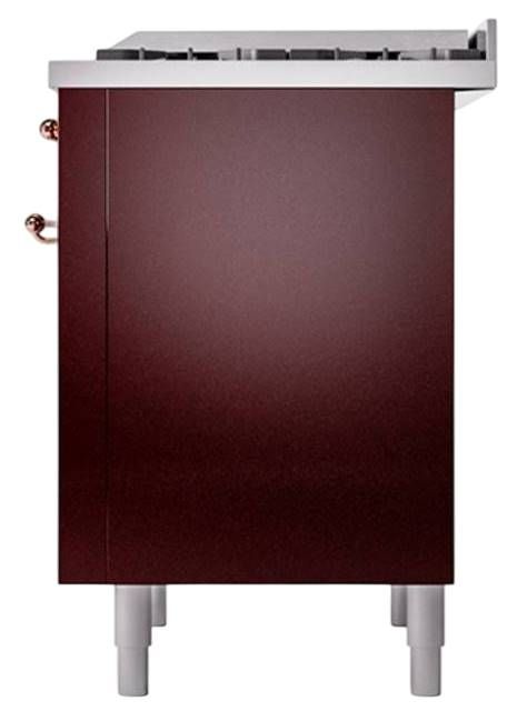 Ilve® Nostalgie II Noblesse 36'' Burgundy Pro Style Dual Fuel Range with Copper Trim-3
