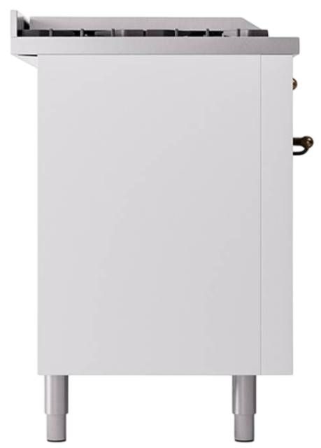 Ilve® Nostalgie II Noblesse 60'' White Pro Style Dual Fuel Range with Burnished Trim-2