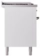 Ilve® Nostalgie II Noblesse 60'' White Pro Style Dual Fuel Range with Burnished Trim-2