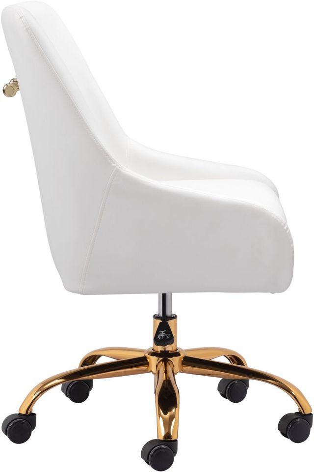 Zuo® Modern Madelaine White/Gold Office Chair-1
