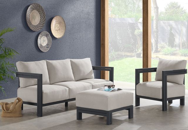 Elements International Playa Dark Gray/Olefin Beige Fabric/Metal Outdoor Sofa-1