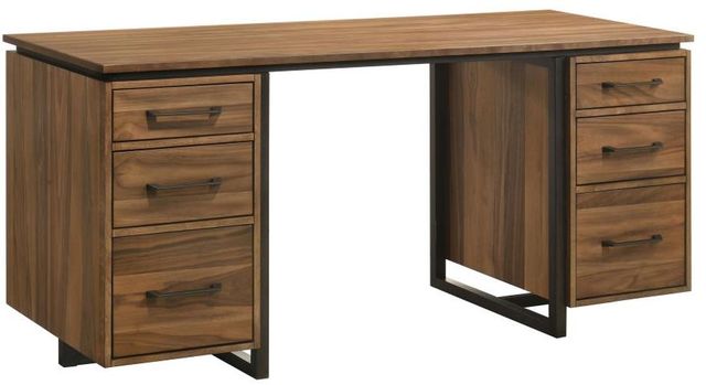Coaster® Berhalter Black/Walnut Double Pedestal File Computer Desk-0