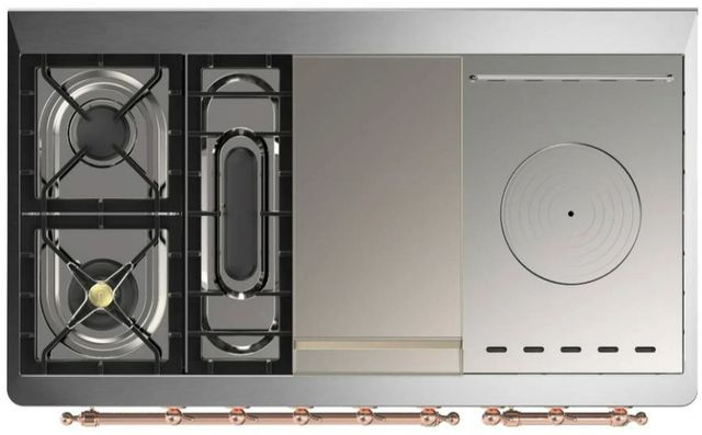 Ilve® Majestic III 48" White Pro Style Dual Fuel Liquid Propane Range with Solid Door and Copper Trim-2