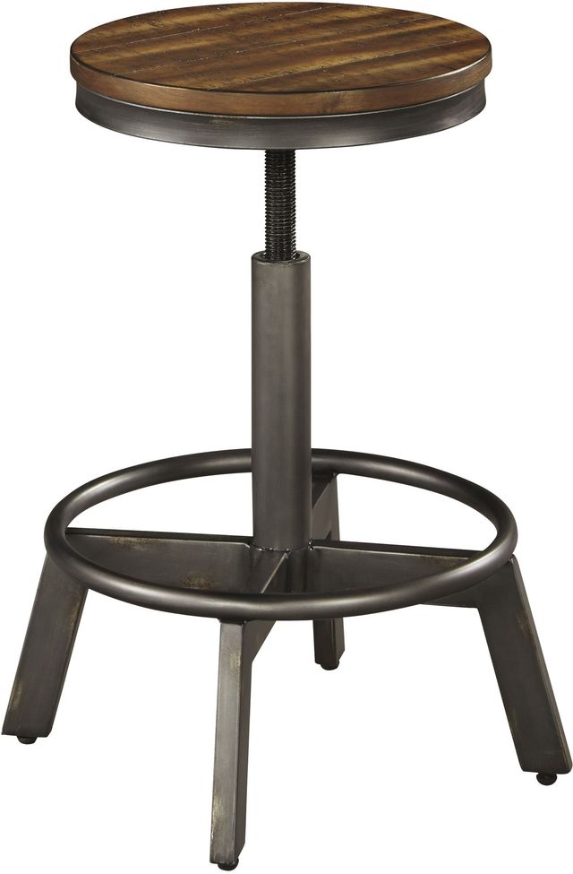 Signature Design by Ashley® Torjin 3-Piece Distressed Warm Brown/Aged Gunmetal Counter Height Dining Table Set-2