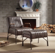 ACME Furniture Sarahi 2-Piece Distress Espresso Leather Chair and Ottoman Set-1