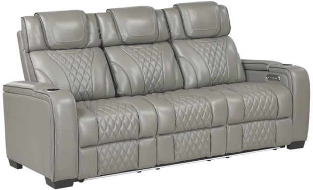 Homelegance® Apex Gray Double Power Reclining Sofa with Center Drop-Down Cup Holders-0