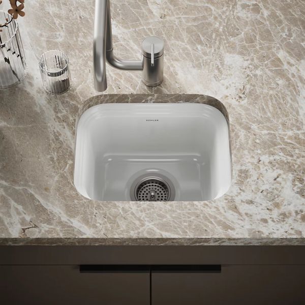 KOHLER® Northland™ White 15" Undermount Single-Bowl Bar Sink-1