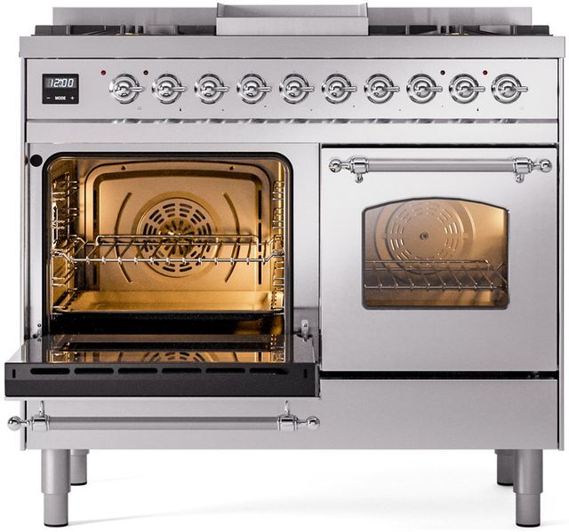 Ilve® Nostalgie II Series 40" Stainless Steel Pro Style Dual Fuel Range-2