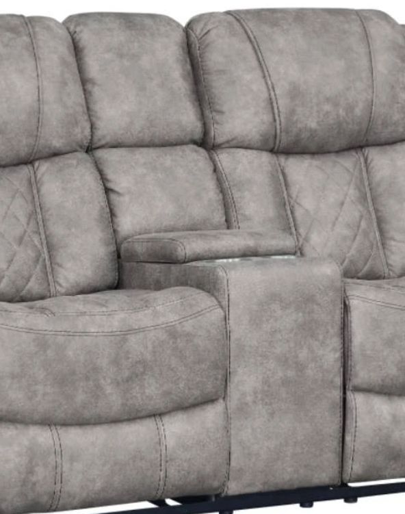 Inspired Home 4380 Lux Pewter Manual Reclining Loveseat with Console-2