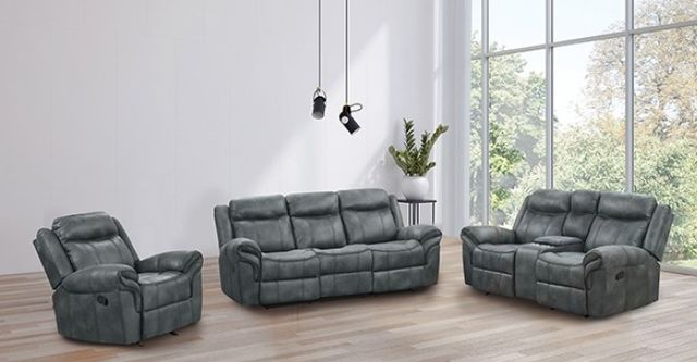 Furniture of America® Agata Dark Gray Manual Reclining Sofa-2