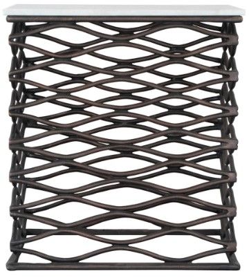 Zuo® Modern Duke White Side Table with Antique Black Steel Base-1