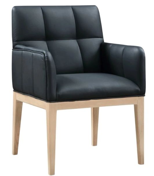 Meridian Furniture Adrian Black/Natural Leather Upholstered Dining Arm Chair-0