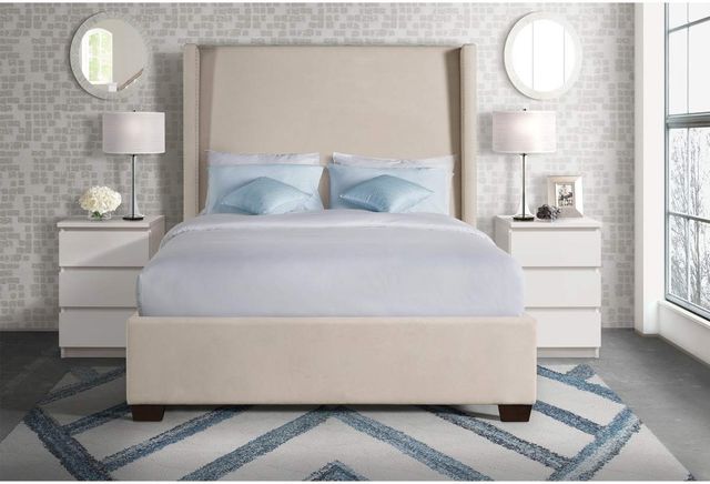 Elements International Magnolia Sand Queen Upholstered Bed-1