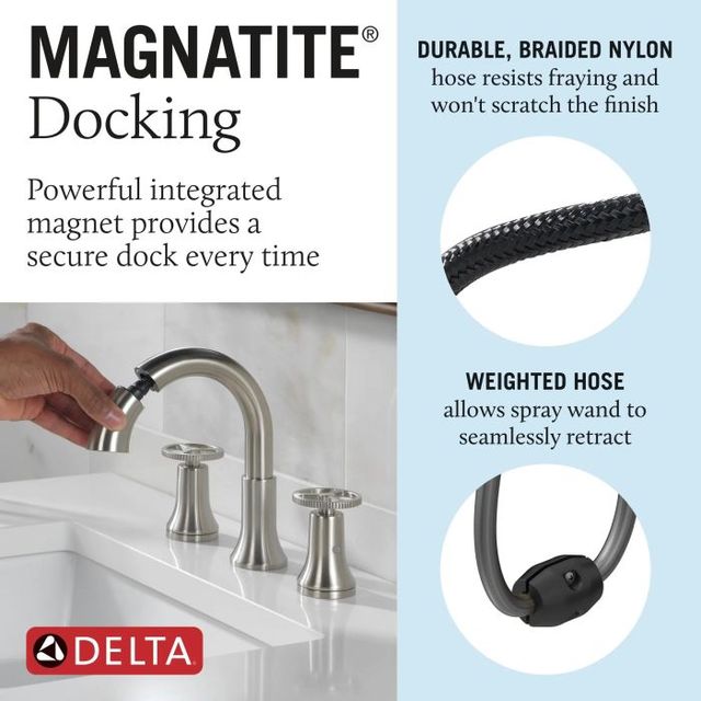 Delta Trinsic® Stainless 2-Handle Wheel Widespread Pull Down Bathroom-3