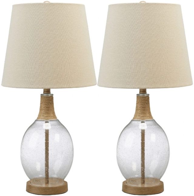 Signature Design by Ashley® Clayleigh 2-Piece Clear/Brown Table Lamp Set-0