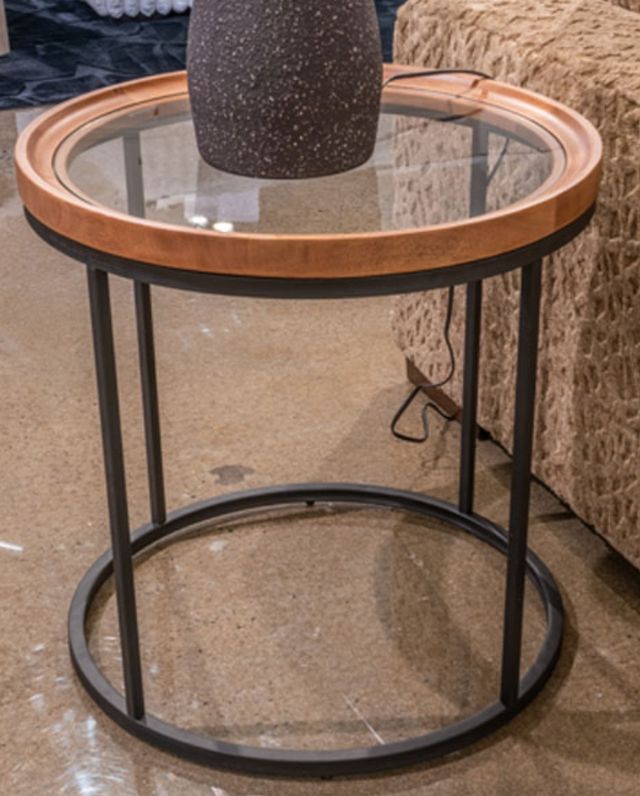 Signature Design by Ashley® Noraluna Glass Top Round Cocktail Table with Matte Black Base-3