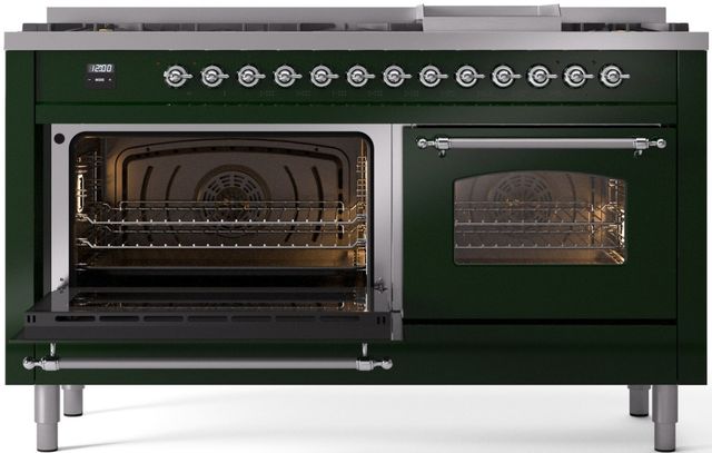 Ilve® Nostalgie II Series 60" Emerald Green Pro Style Dual Fuel Range-2