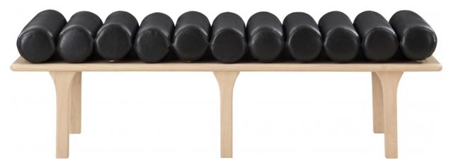 Meridian Furniture Landon Black/Natural Vegan Leather Bench-1