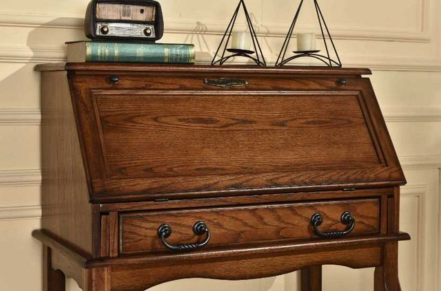 TEI Burnished Walnut Secretary Drop Leaf Desk-1