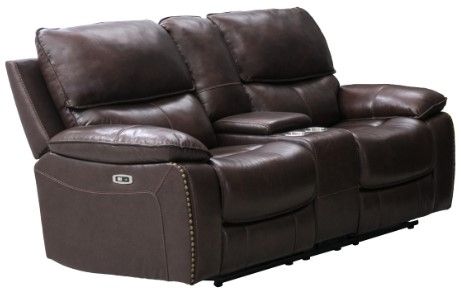 Mazin Furniture Gilbert Brown Power Reclining Loveseat with Center Console-0