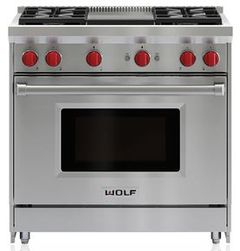 Wolf® 36" Stainless Steel Pro Style Natural Gas Range