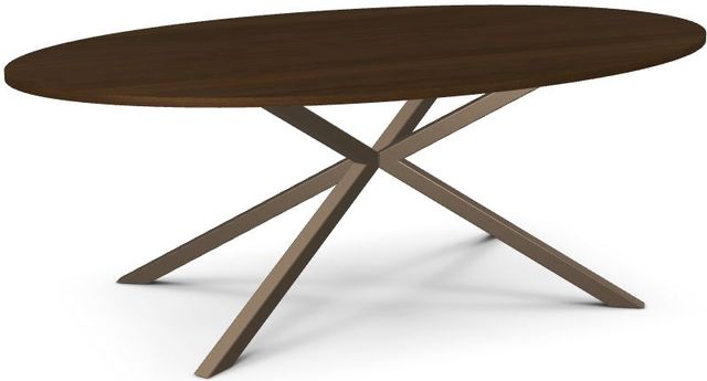 Amisco Customizable Asterisk Walnut Oval Table with Metal Stand-0