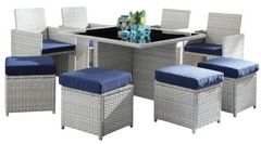 ACME Furniture Paitalyi 9-Piece Blue/Gray Fabric/Wicker Outdoor Bistro Set