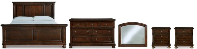Millennium® by Ashley Porter 5-Piece Rustic Brown King Panel Bed Set-0
