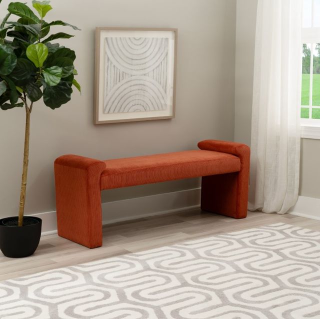 Linon Lollie Rust Corduroy Bench-1