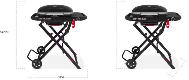 Weber® Traveler® 1-Burner Black Compact Portable Liquid Propane Grill-1